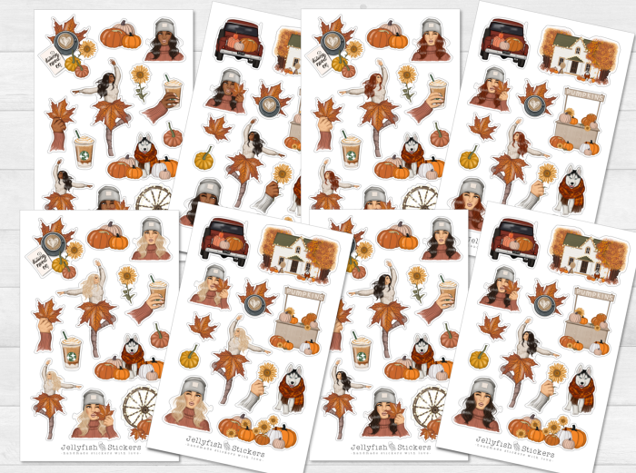 Mädchen Herbst Sticker Set