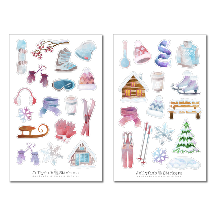 Winter Vacation Skiing Sticker Set