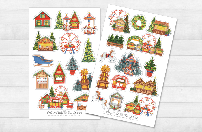 Weihnachtsmarkt Sticker Set