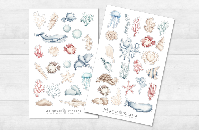 Sea Animals Pastel Sticker Set