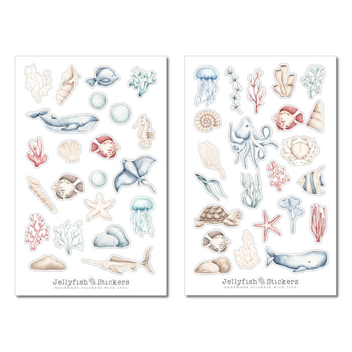 Sea Animals Pastel Sticker Set