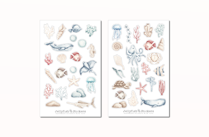 Sea Animals Pastel Sticker Set