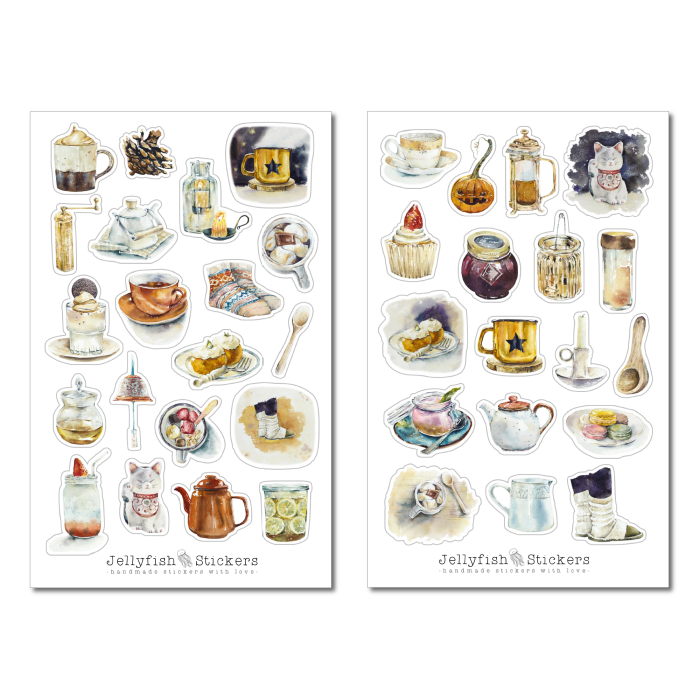 Kaffee und Tee Sticker Set