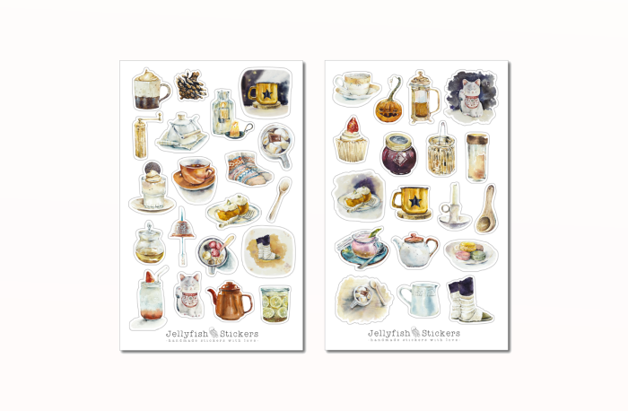 Kaffee und Tee Sticker Set