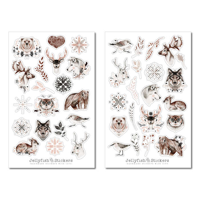 Mystische Waldtiere Sticker Set