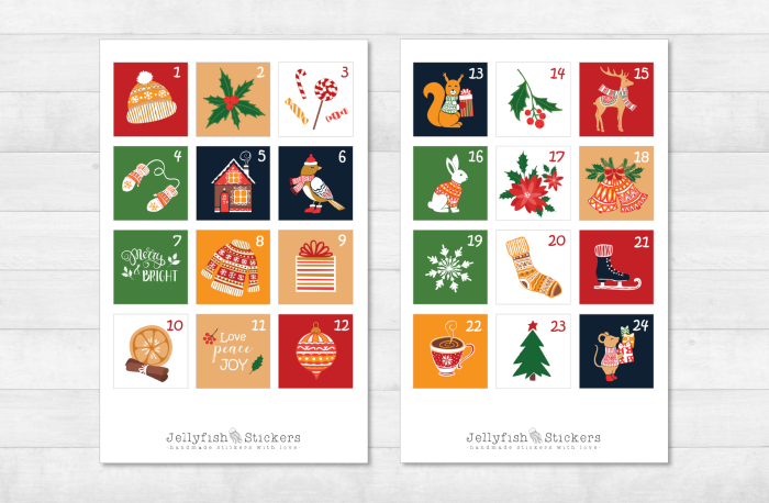 Adventskalender Zahlen Sticker Set