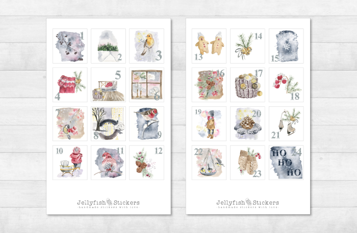 Adventskalender Zahlen Sticker Set