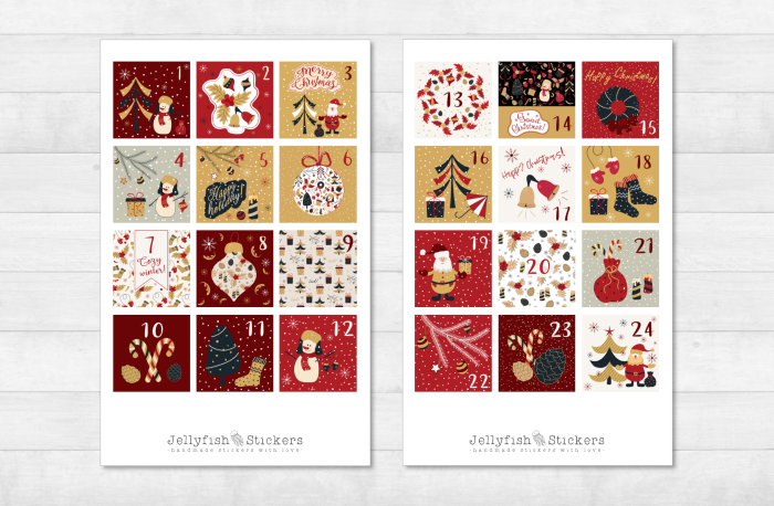 Advent Calendar Numbers Sticker Set