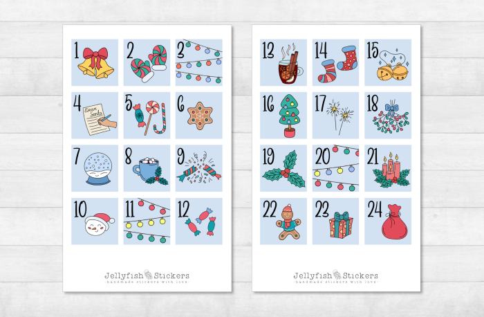 Advent Calendar Numbers Sticker Set