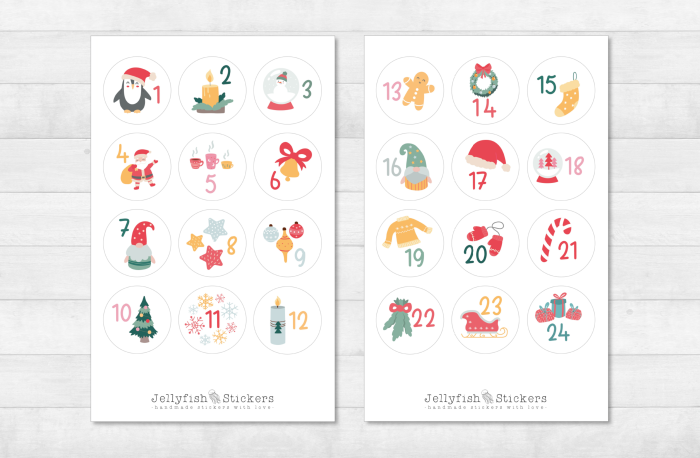 Adventskalender Zahlen Sticker Set