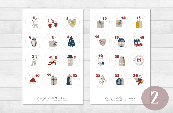 Advent Calendar Numbers Sticker Set