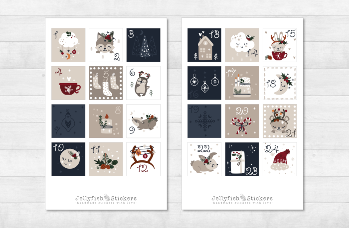 Adventskalender Zahlen Sticker Set