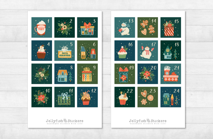 Adventskalender Zahlen Sticker Set