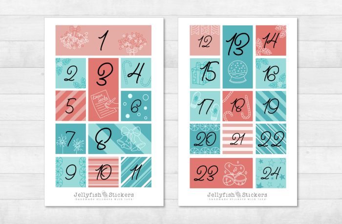 Advent Calendar Numbers Sticker Set