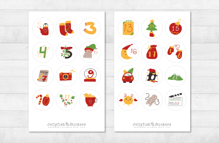 Adventskalender Zahlen Sticker Set