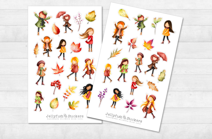 Girls Autumn Sticker Set