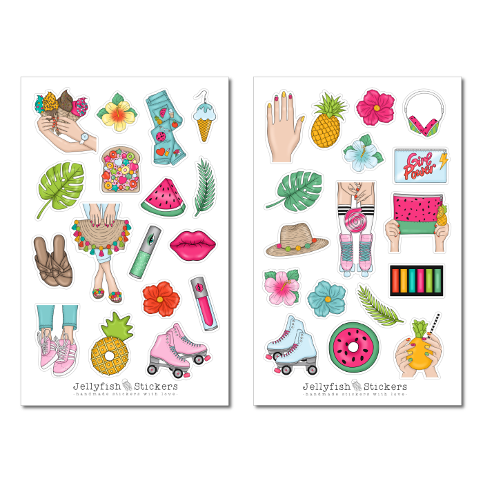 Mädchen Sommer Sticker Set