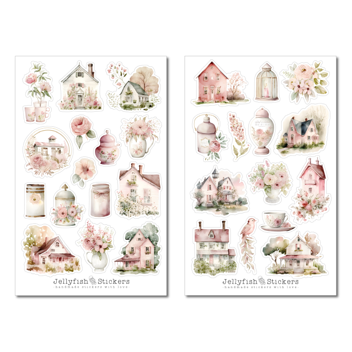 Floral Houses Sticker Set
