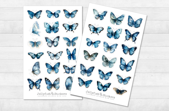 Blaue Schmetterlinge Sticker Set