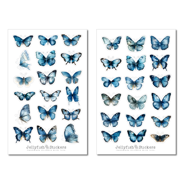 Blaue Schmetterlinge Sticker Set