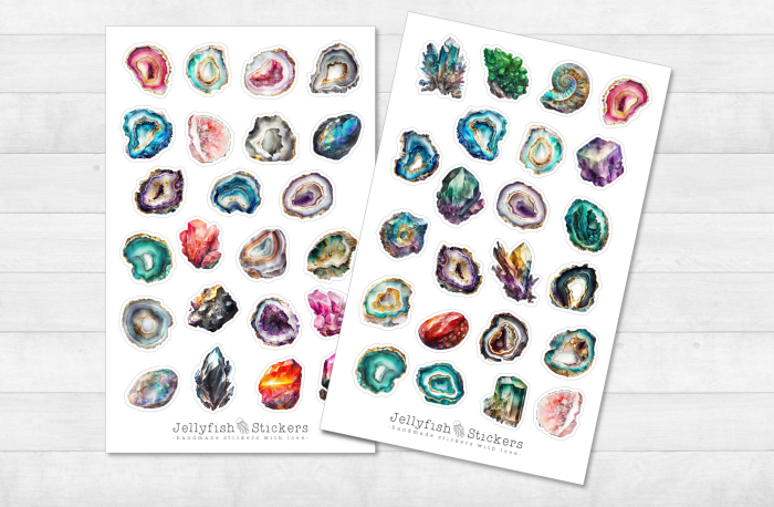 Quarze und Kristalle Sticker Set