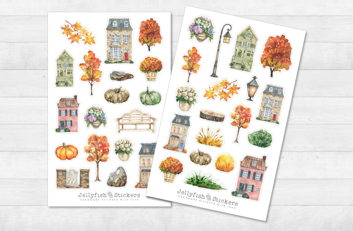 Autumn Houses Sticker Set