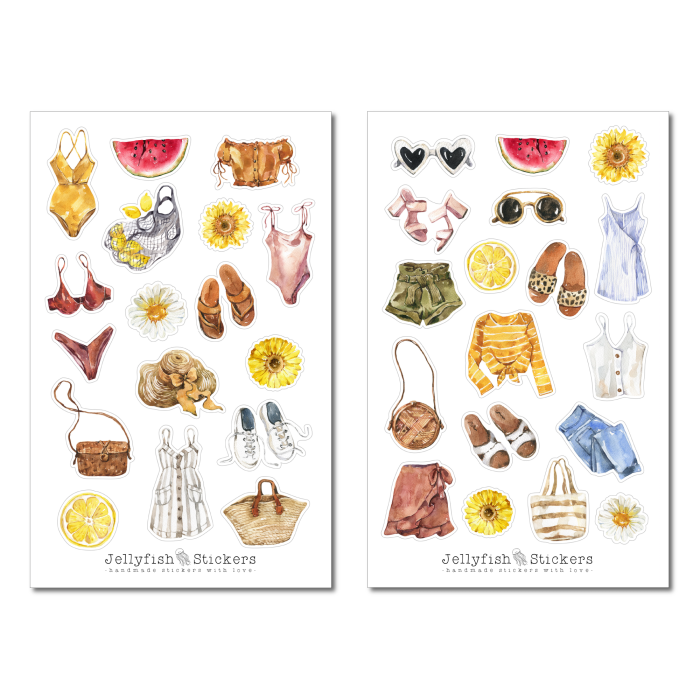 Sommer Kleidung Sticker Set