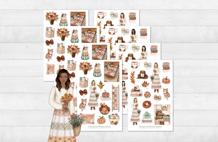 Mädchen Herbst Sticker Set