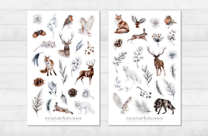 Winter Waldtiere Sticker Set