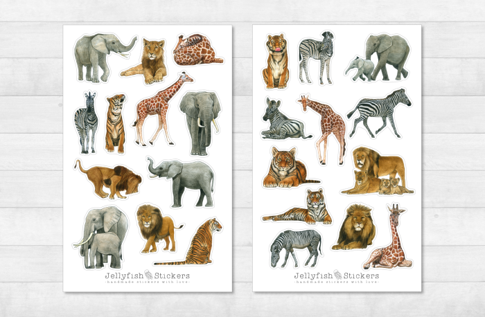 Tiere der Savanne Sticker Set