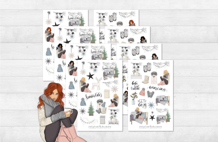 Mädchen Winter Sticker Set