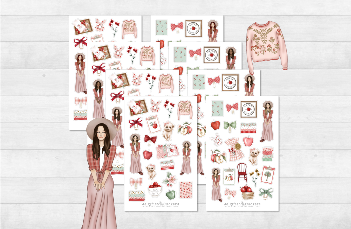 Mädchen Herbst Sticker Set