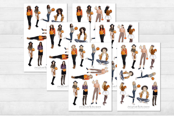 Mädchen Mode Herbst Sticker Set