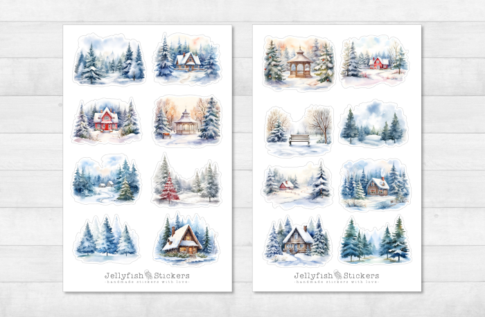 Winter Landschaft Sticker Set