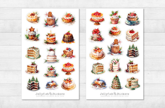 Weihnachten Kuchen Sticker Set