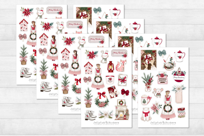 Mädchen Weihnachten Sticker Set