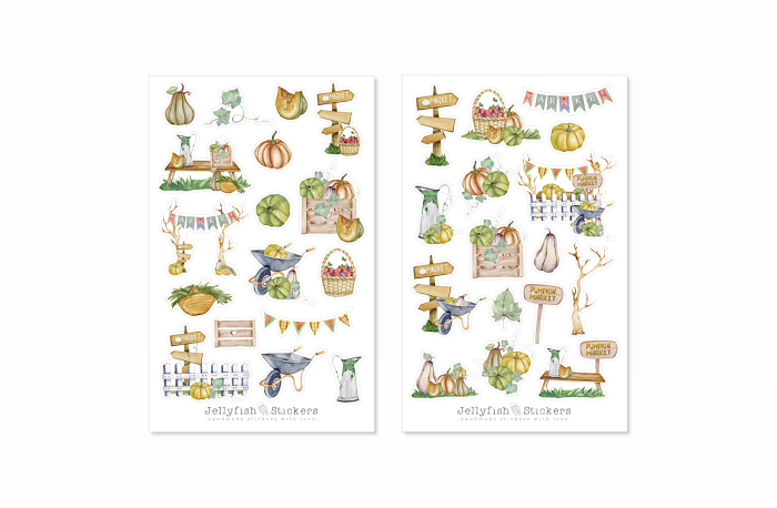 Kürbis Garten Sticker Set