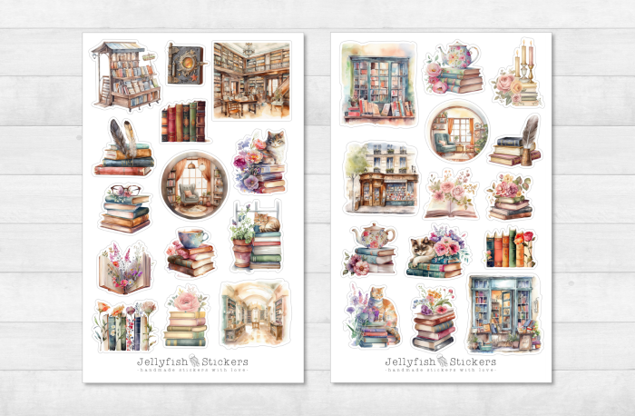 Books Floral Sticker Set