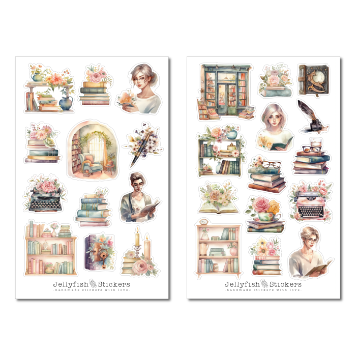 Books Floral Sticker Set