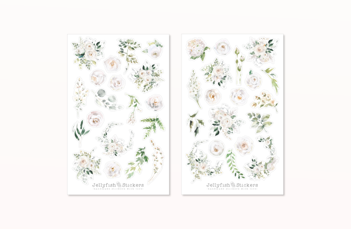 White Roses Sticker Set