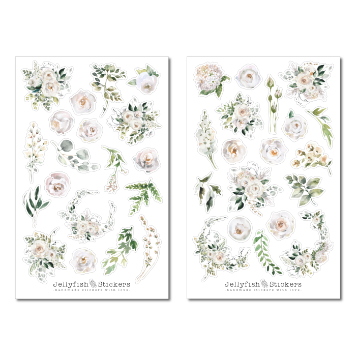 Weiße Rosen Sticker Set