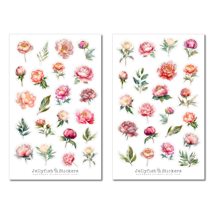 Peony Sticker Set