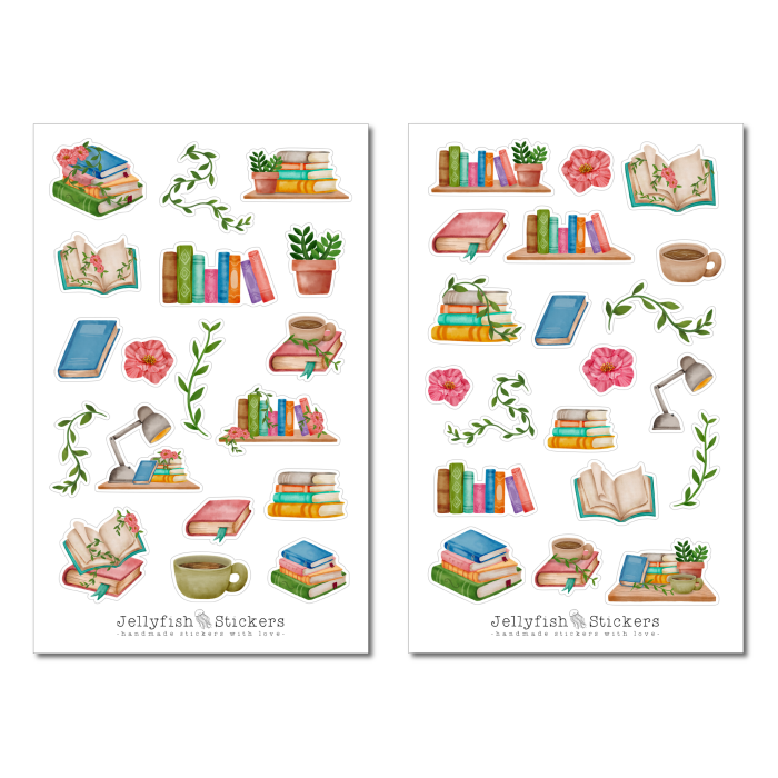 Bunte Bücher Sticker Set