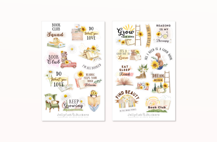 Bücher Sprüche Sticker Set