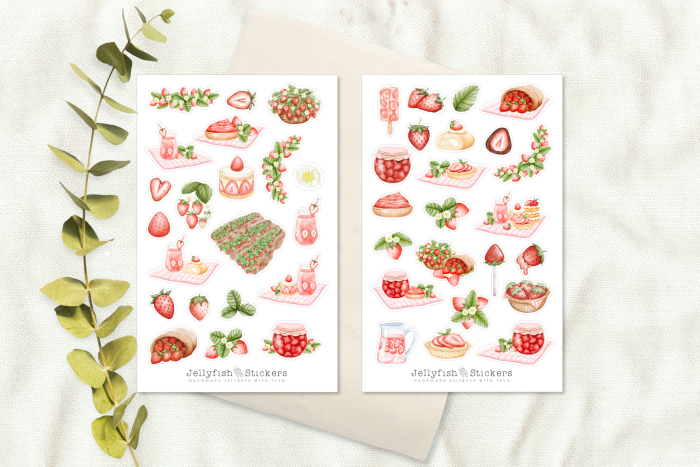 Erdbeeren Sticker Set