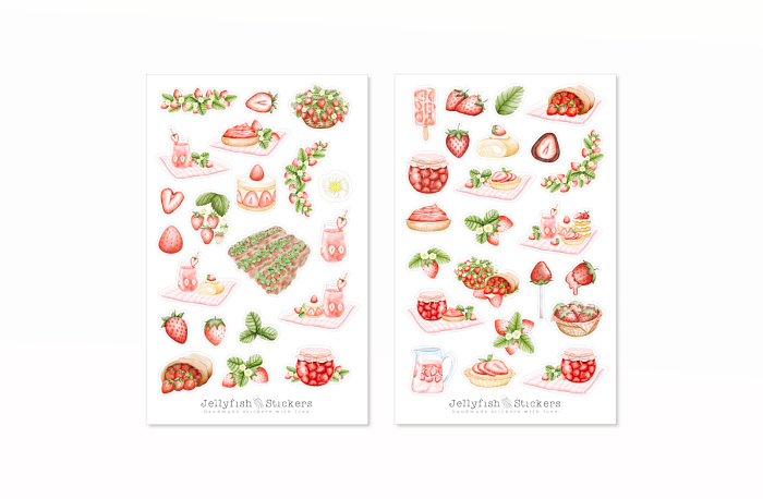 Erdbeeren Sticker Set