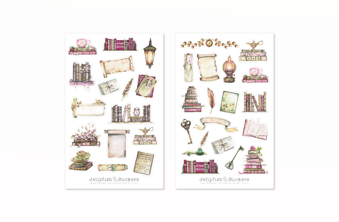 Books Vintage Sticker Set