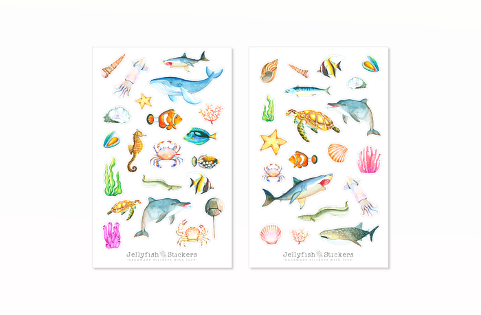 Meerestiere Sticker Set