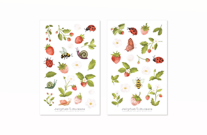 Erdbeeren Sticker Set
