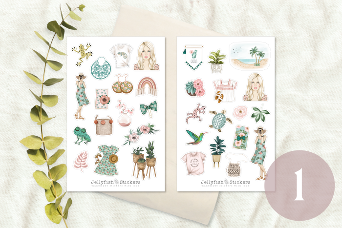 Mädchen Sommer Sticker Set
